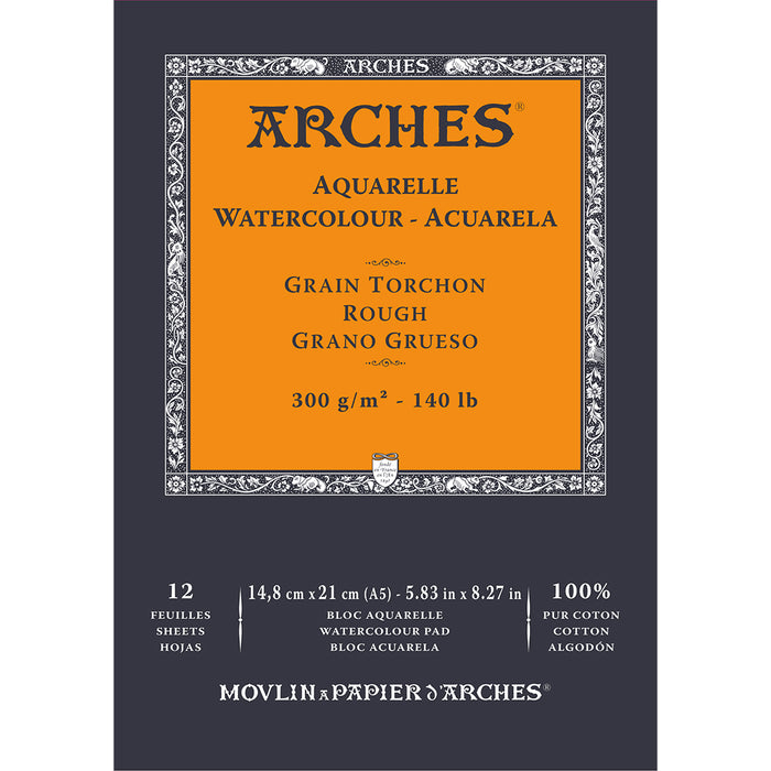 Arches Watercolour Rough Pad 14.8 x 21 Natural White