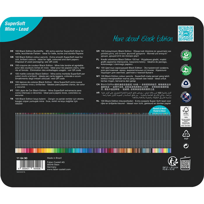 Faber-Castell Colour Pencils Black Edition Tin of 100