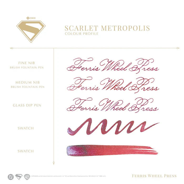 Ferris Wheel Press Superman Fountain Pen Ink 28ml Scarlet Metropolis