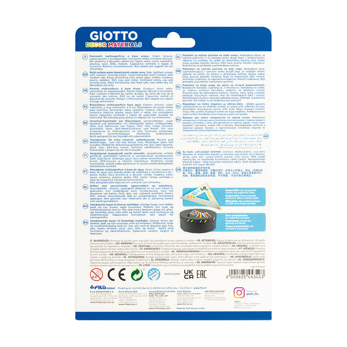 Giotto Decor Materials Multisurface Paint Markers Set of 12