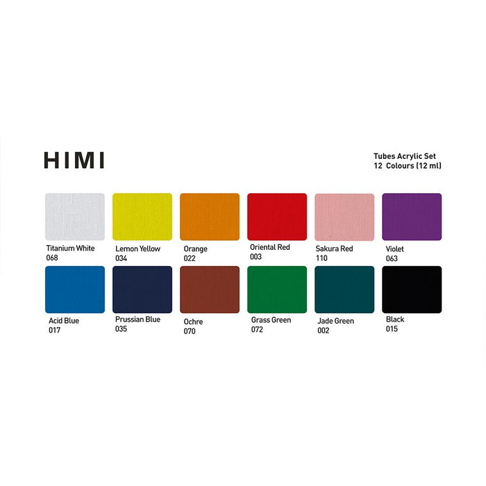 HIMI Tube Acrylic Set of 12 Colours 12ml