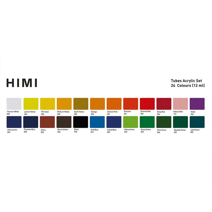 HIMI Tube Acrylic Set of 24 Colours 12ml