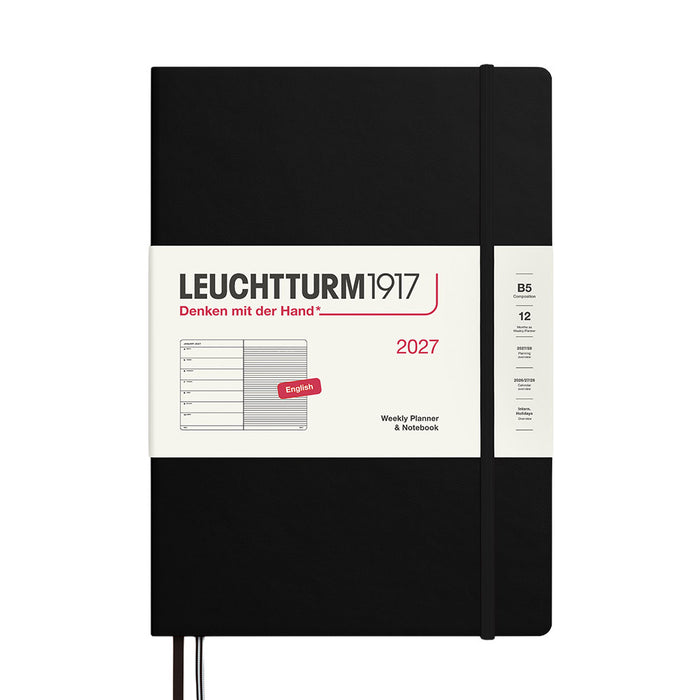 LEUCHTTURM1917 Weekly Planner & Notebook 2027 Hardcover Composition B5 Black