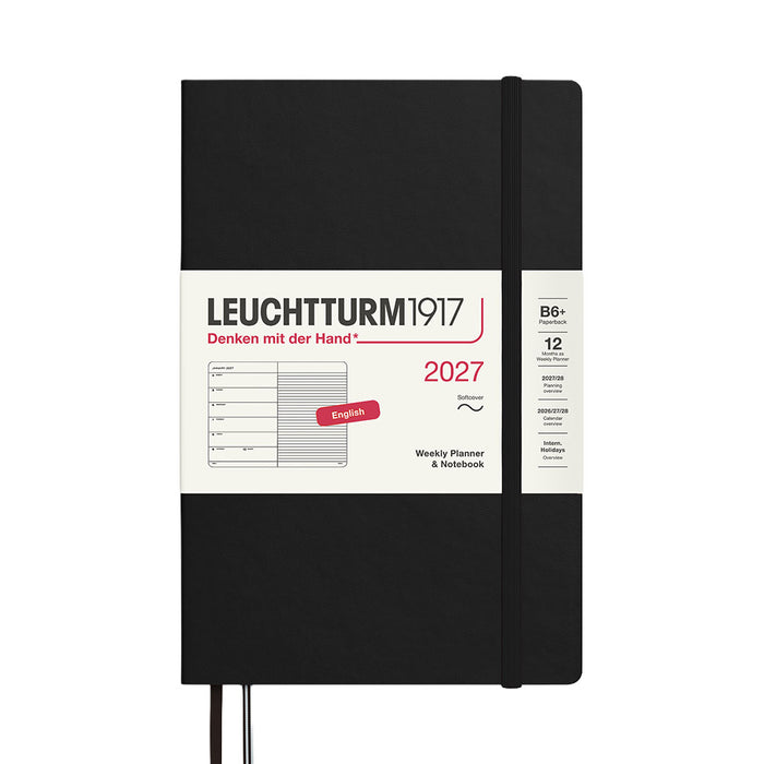LEUCHTTURM1917 Weekly Planner & Notebook 2027 Softcover Paperback B6+ Black