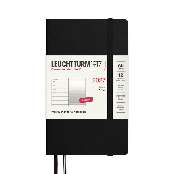 LEUCHTTURM1917 Weekly Planner & Notebook 2027 Softcover Pocket A6 Black