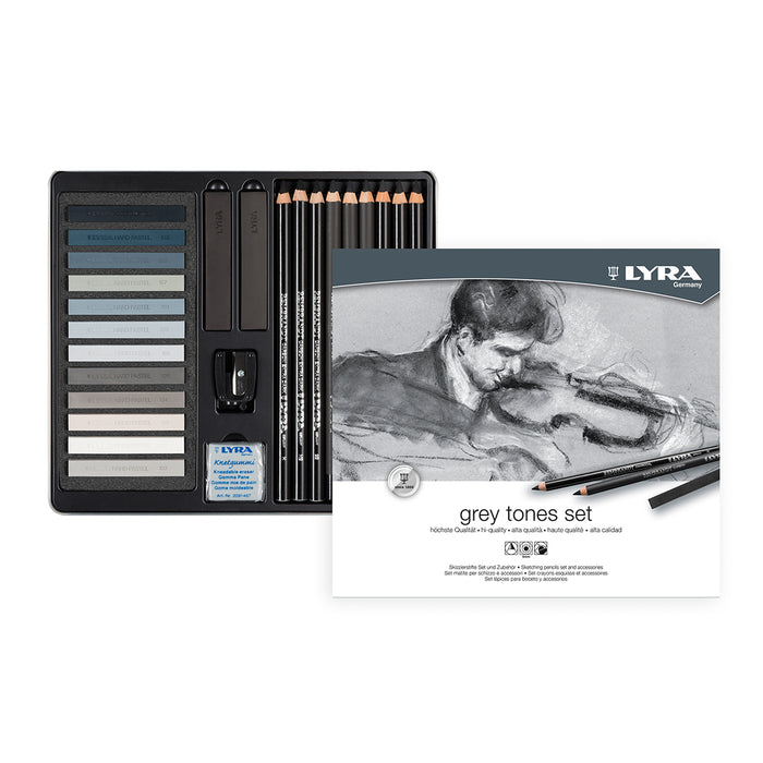 Lyra Rembrandt Grey Tones Sketching Set of 25 in Metal Tin