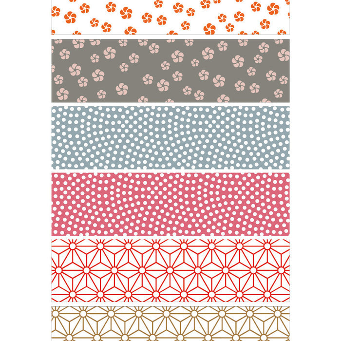 mt Washi Masking Tape - 15mm x 7m - Wamon 5 Set of 6 by mt at Cult Pens