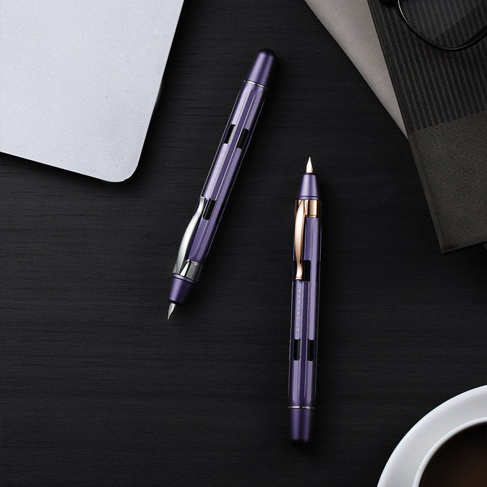 Nahvalur Eclipse Retractable Fountain Pen Hepatizon Silver