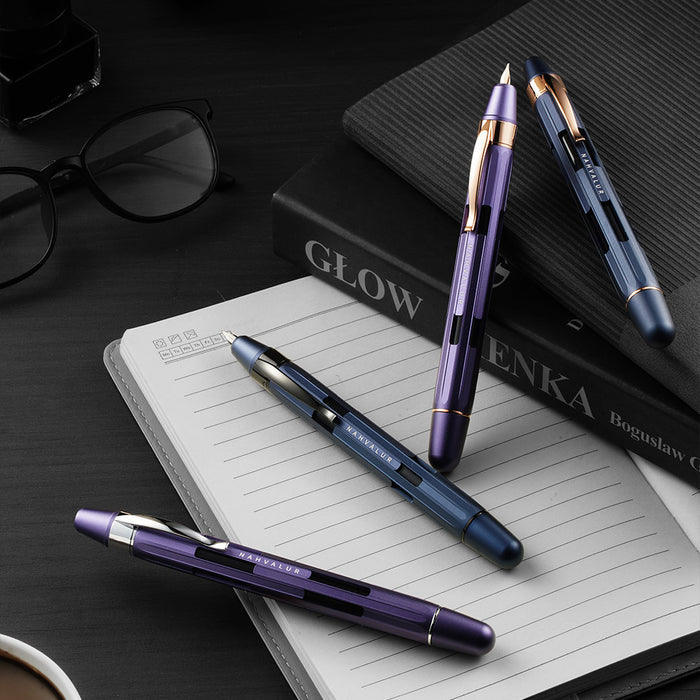 Nahvalur Eclipse Retractable Fountain Pen Hepatizon Silver