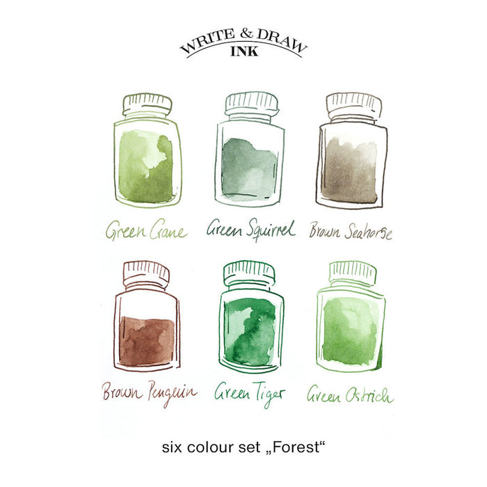 Octopus Write and Draw Ink Set of 6 Forest by Octopus Fluids at Cult Pens