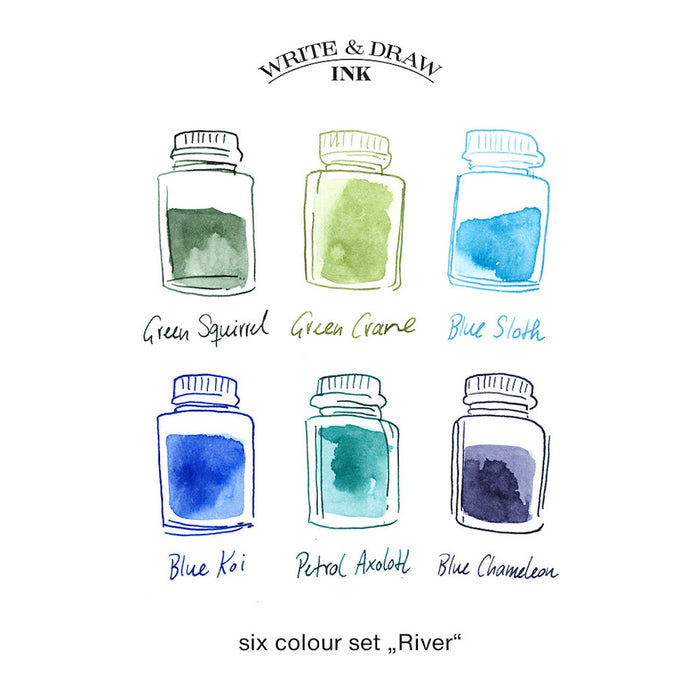 Octopus Write and Draw Ink Set of 6 River by Octopus Fluids at Cult Pens