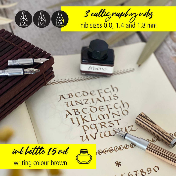 ONLINE Newood Calligraphy Fountain Pen Gift Set Nautral Wawa Wood