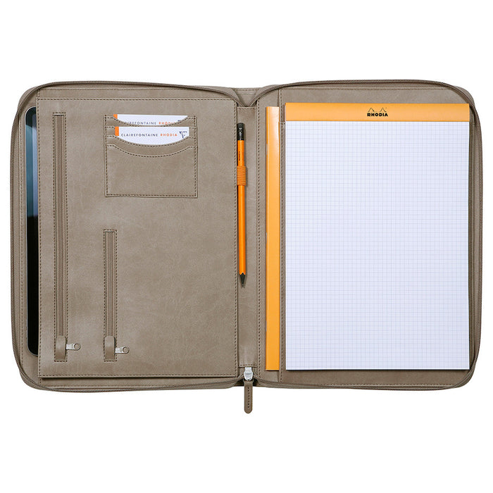 Rhodia Large Zipped Portfolio A4 Taupe by Rhodia at Cult Pens