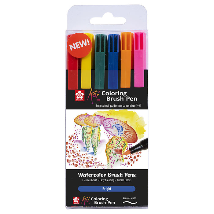 Sakura Koi Colourbrush Brushpen Set of 6 Bright by Sakura at Cult Pens