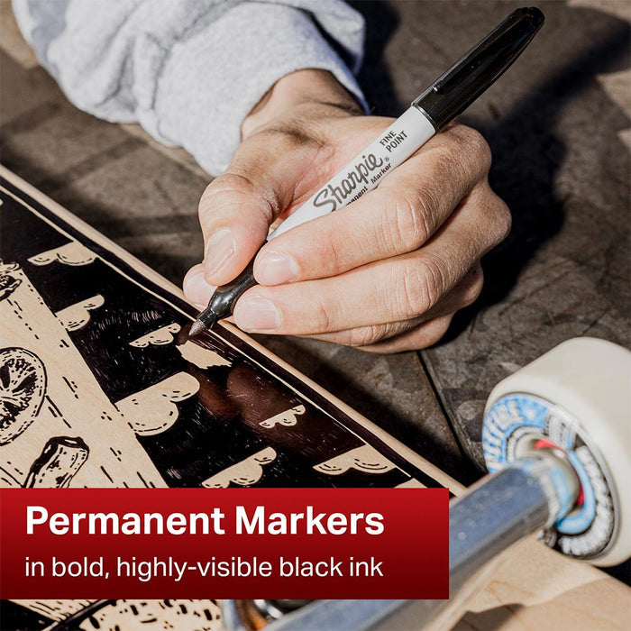Sharpie Permanent Marker Pen Fine Point Black Set of 12