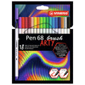 STABILO ARTY Pen 68 Brush Wallet of 18 Assorted Colours by STABILO at Cult Pens