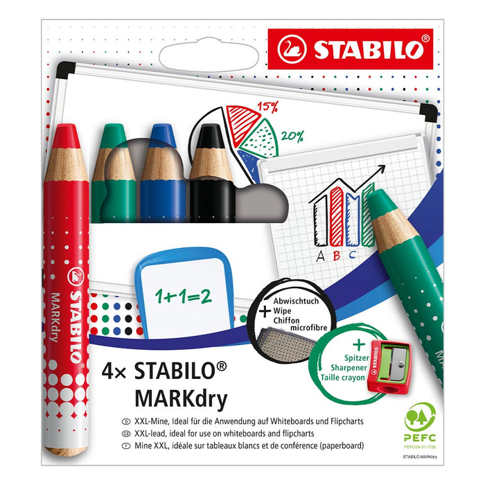 STABILO Markdry Wallet With Sharpener & Cloth Set of 4 by Stabilo at Cult Pens