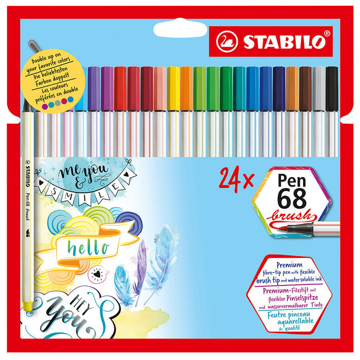 STABILO Pen 68 Brush Set of 24 Assorted by STABILO at Cult Pens