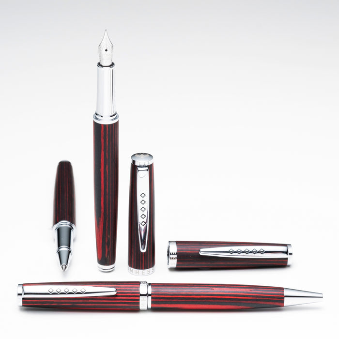 Tom Hessin Edinburgh Wooden Barrel Ballpoint Pen Forth Bridge Red