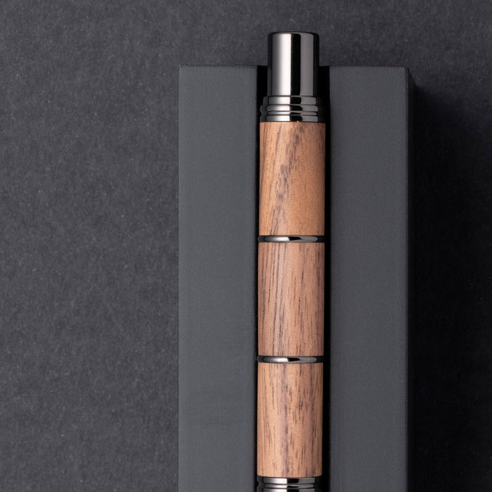 Tom Hessin Revolution Fountain Pen Rustic Wood Barrel with Gunmetal Trim