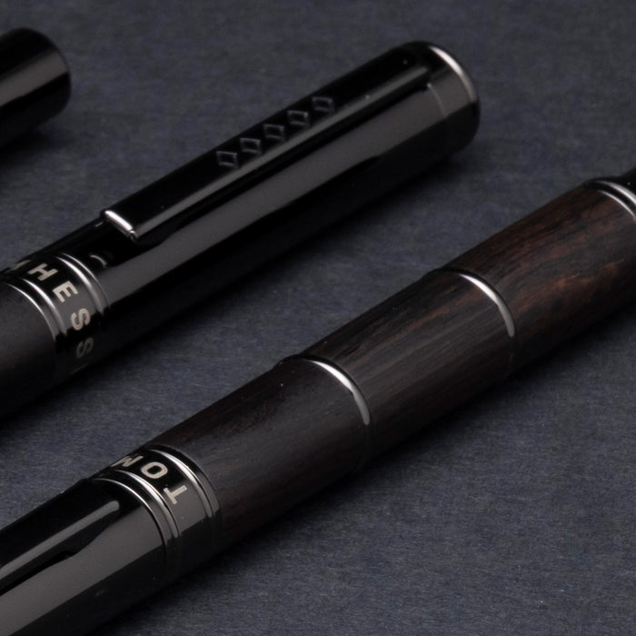 Tom Hessin Revolution Rollerball Pen Charcoal Black Wood Barrel with Gunmetal Trim