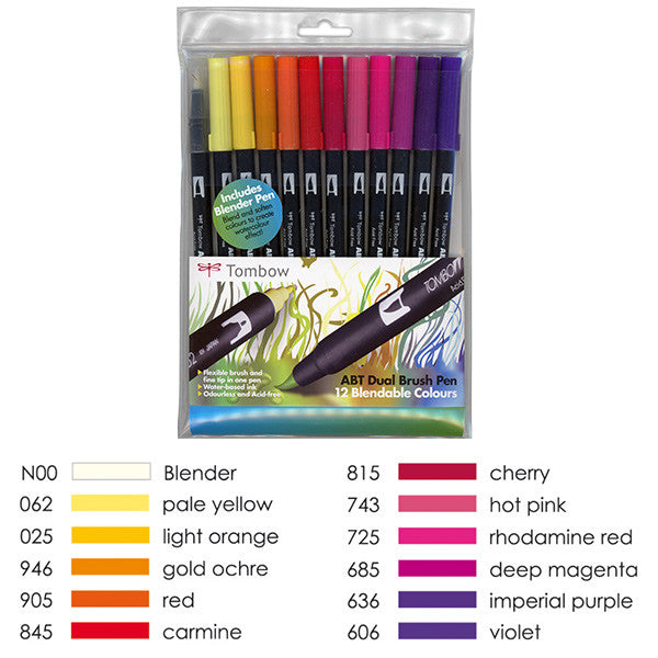 Tombow ABT Dual Brush Pen Set of 12 by Tombow at Cult Pens