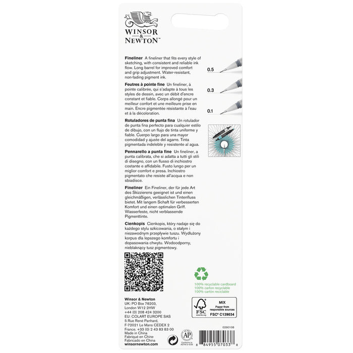 Winsor & Newton Fineliner Set of 3 Cool Grey